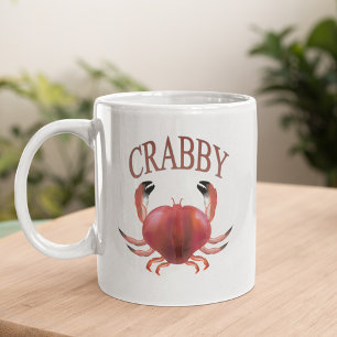 Mug Typographie moderne Crabby rouge Crabe Nautique