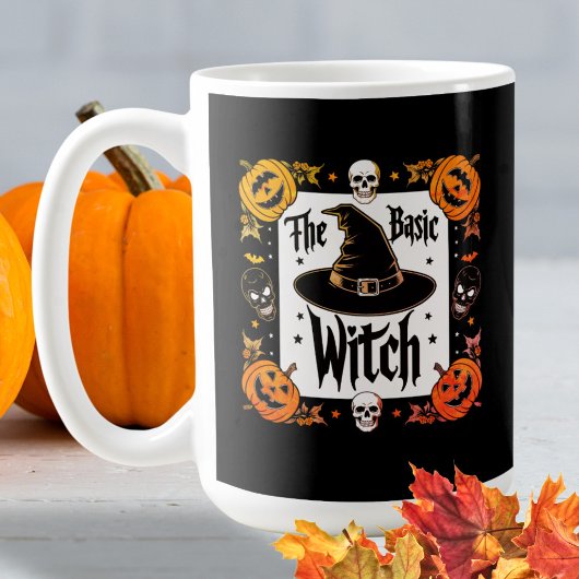 Mug Typographie moderne Crânes noirs Halloween sorcier