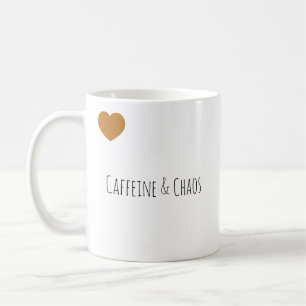 Mug Typographie Moderne Drôle de Caféine et de Chaos