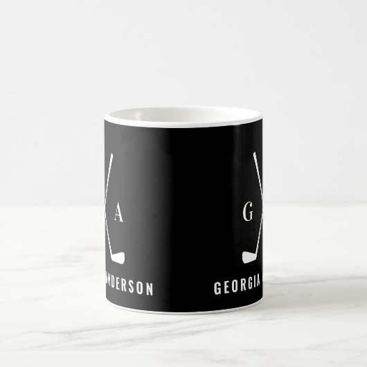 Mug Typographie moderne golf premier monogramme noir (Centre)