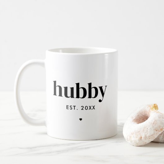 Mug Typographie moderne Hubby Mariage Date Mari (Avec donut)