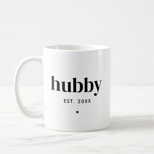 Mug Typographie moderne Hubby Mariage Date Mari (Gauche)