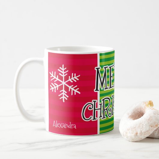 Mug Typographie moderne Joyeux Noël Personnalisée (Avec donut)