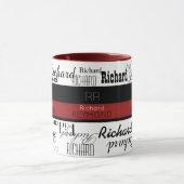 Mug typographie moderne masculine nom rouge/noir (Centre)