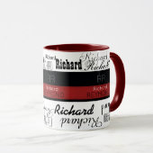 Mug typographie moderne masculine nom rouge/noir (Devant droit)