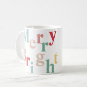 Mug Typographie moderne Merry & Bright (Devant gauche)
