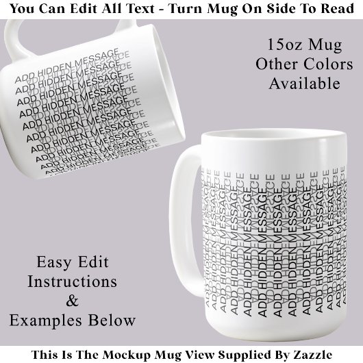 Mug Typographie Moderne Message Secret Personnalisé Fo