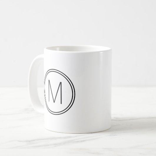 Mug Typographie moderne Monogramme noir et blanc (Devant gauche)