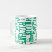 Mug Typographie moderne répétant le nom vert-bleu (Devant gauche)