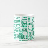 Mug Typographie moderne répétant le nom vert-bleu (Centre)