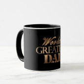 Mug Typographie noire élégante d'or du plus grand papa (Devant gauche)