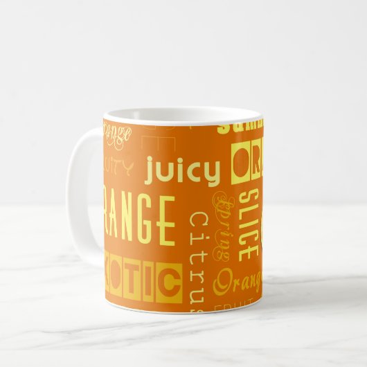 Mug Typographie orange moderne Fruit Slice (Devant gauche)