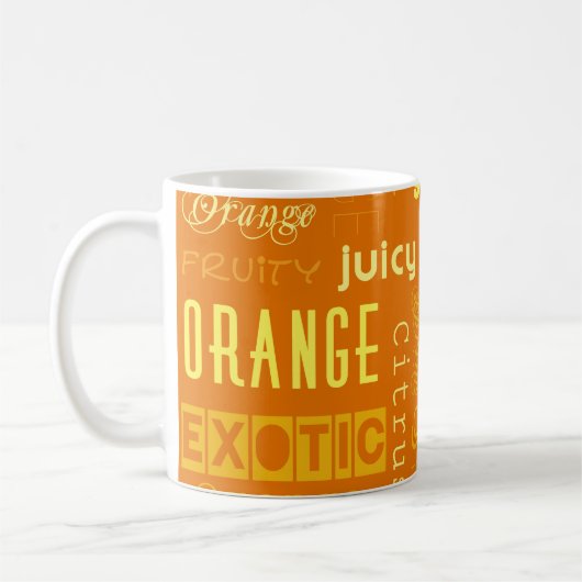 Mug Typographie orange moderne Fruit Slice (Gauche)