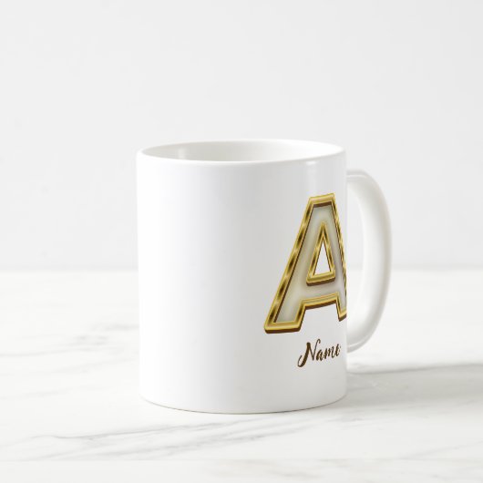 Mug Typographie originale A Monogram Gold (Devant droit)