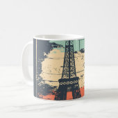 Mug Typographie parisienne : affiche Eiffel abstraite. (Devant gauche)