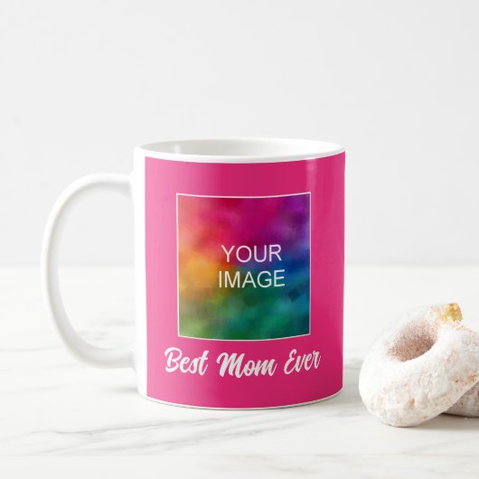 Mug Typographie personnalisée Modèle Fuchsia Meilleure (Avec donut)