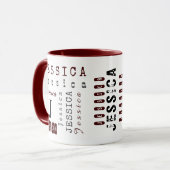Mug Typographie Personnalisée Nom et monogramme répété (Devant gauche)