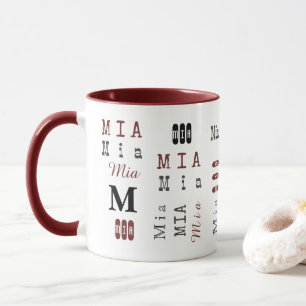 Mug Typographie Personnalisée Nom et monogramme répété