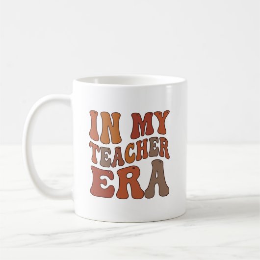 Mug Typographie Rétro Ondulée De Mon Ère d'Enseignant (Gauche)