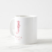 Mug Typographie rose élégante Chic Bow Feminine Monogr (Devant gauche)