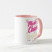 Mug Typographie Rose Impertinente Chaos et Confiance (Devant droit)