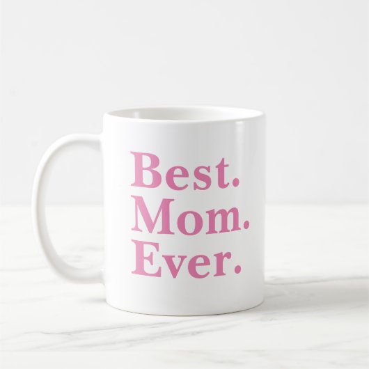 Mug Typographie rose moderne "Meilleure maman jamais" (Gauche)