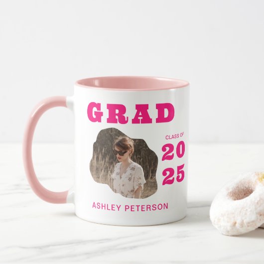 Mug Typographie rose moderne Retro Diplôme photo (Avec donut)
