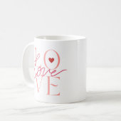 Mug Typographie rose rouge Saint Valentin Amour (Devant gauche)