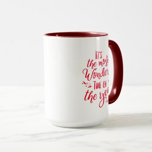 Mug Typographie rouge Plus Merveilleux temps Noël (Devant droit)