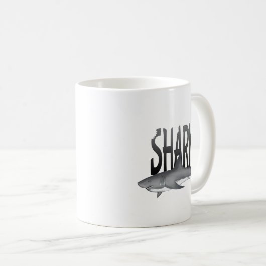 Mug Typographie simple de la faune animale de requins  (Devant droit)