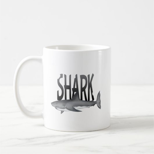 Mug Typographie simple de la faune animale de requins  (Gauche)