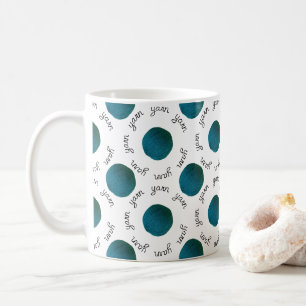 Mug Typographie turquoise à billes de fils artisanaux