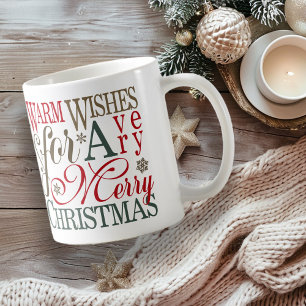 Mug Typographie Vœux Chaleureux Rouge/Vert ID589