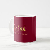 Mug Typography Your Text Name Template Burgundy Red (Devant gauche)