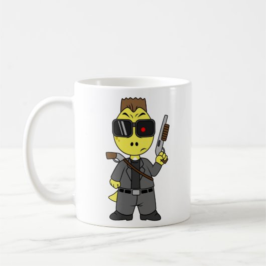 Mug Tyrannosaurus Rex Habillé Comme Terminator. (Gauche)