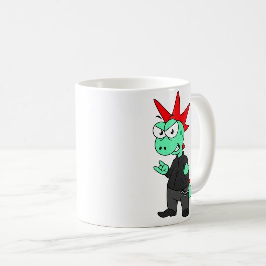 Mug Tyrannosaurus Rex Habillé Comme Un Punk. (Devant droit)