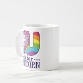 Mug U est pour Unicorn Alphabet (Devant gauche)