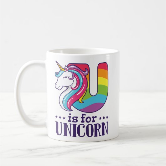 Mug U est pour Unicorn Alphabet (Gauche)