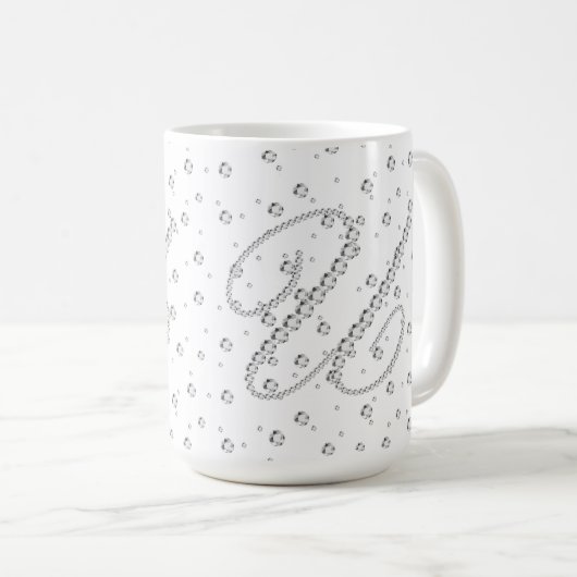 Mug U Monogramme initial Diamants blancs Imprimer (Devant droit)