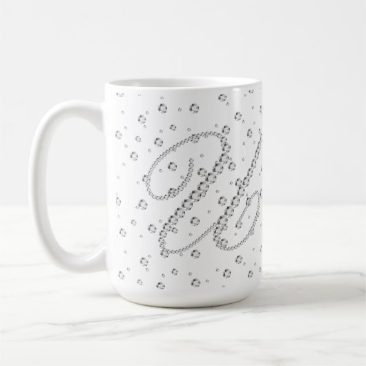 Mug U Monogramme initial Diamants blancs Imprimer (Gauche)