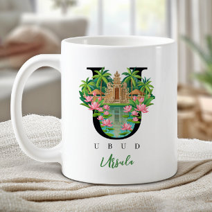 Mug Ubud Bali Monogramme Lettre U Cadeau Personnalisé