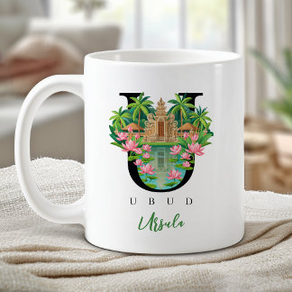 Mug Ubud Bali Monogramme Lettre U Cadeau Personnalisé