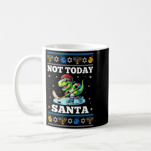 Mug Ugly Hanukkah Sweater Not Today Santa Dinosaur Hoc (Gauche)
