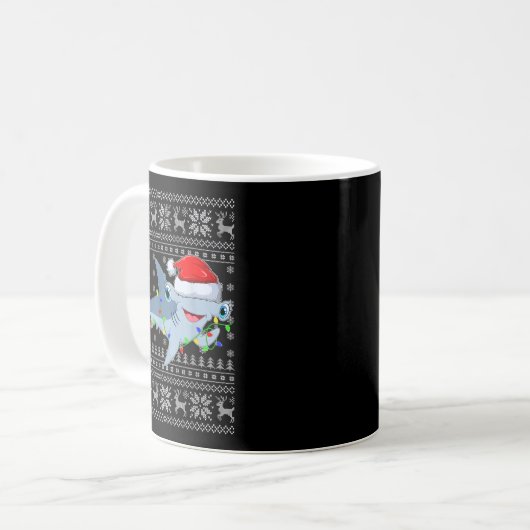 Mug Ugly Sweater Xmas Lights Santa Hammerhead Shark Ch (Devant gauche)
