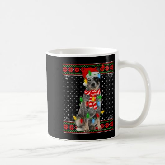 Mug Ugly Xmas Dog Lights Santa Hat Blue Heeler Dog Chr (Droite)