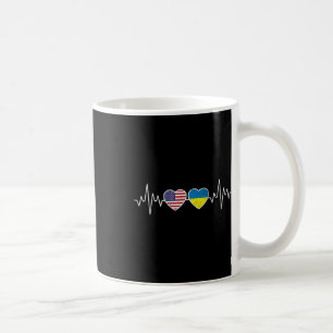 Mug Ukraine Battement de coeur Drapeau américain Coeur