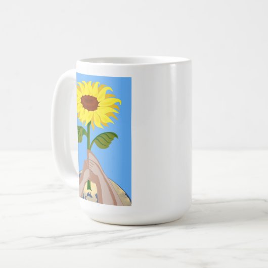 Mug Ukraine "jaune bleu" tournesol couleur de paix (Devant gauche)