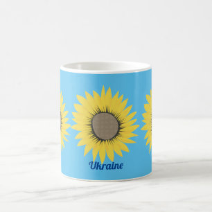 Mug Ukraine tournesol jaune et bleu motif floral