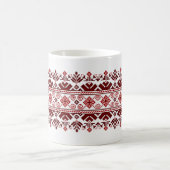 Mug Ukrainian traditional vushuvanka folk pattern red (Centre)