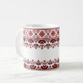 Mug Ukrainian traditional vushuvanka folk pattern red (Devant gauche)